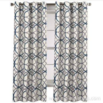 Geo Pattern Printed Grommet Curtain Drapes